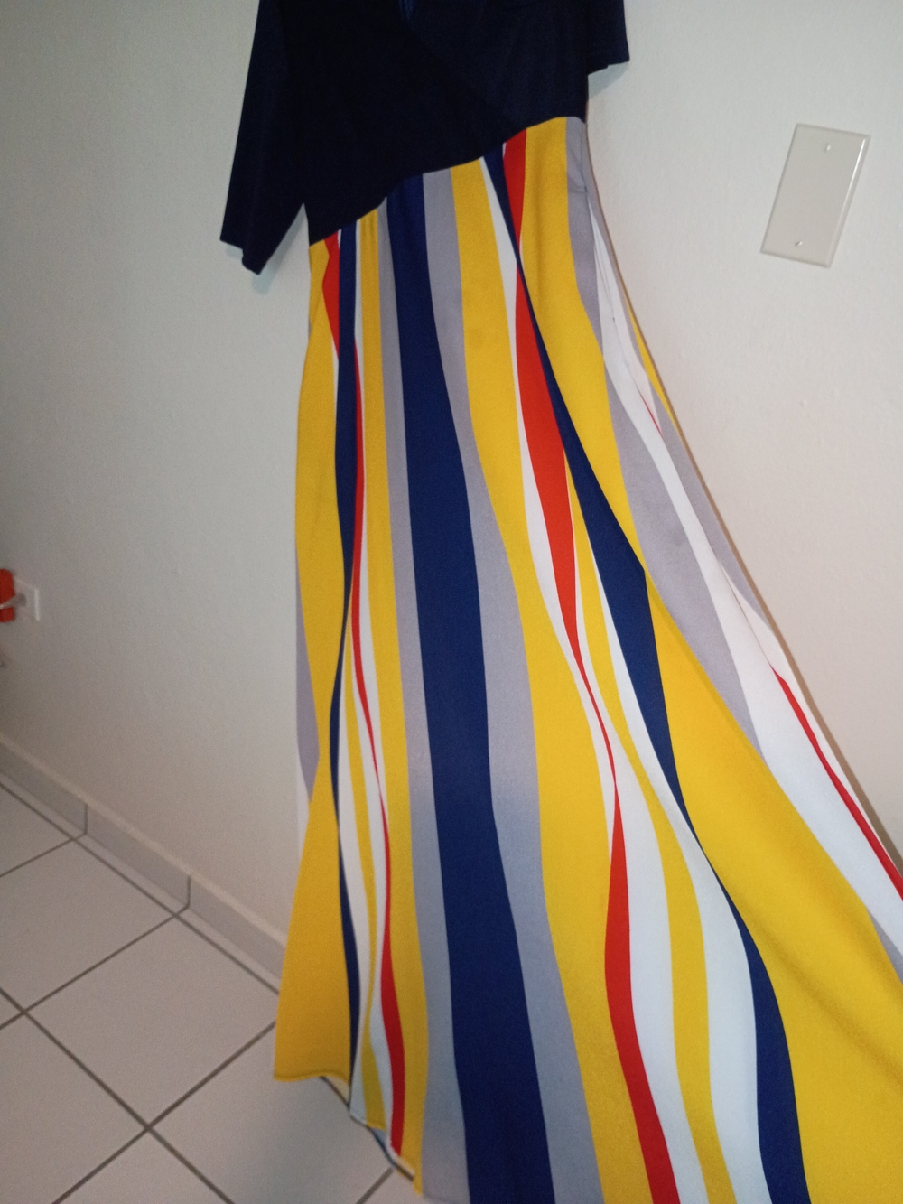 Striped Maxi Skirt in Yellow & Navy